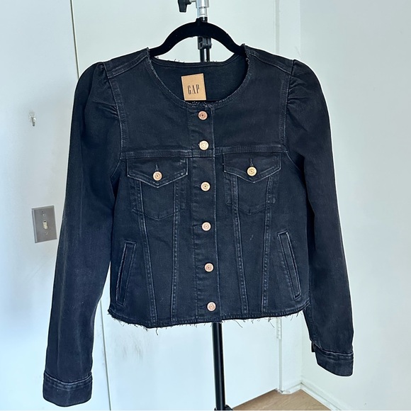 GAP Jackets & Blazers - GAP Women's Collarless Black Denim Jacket